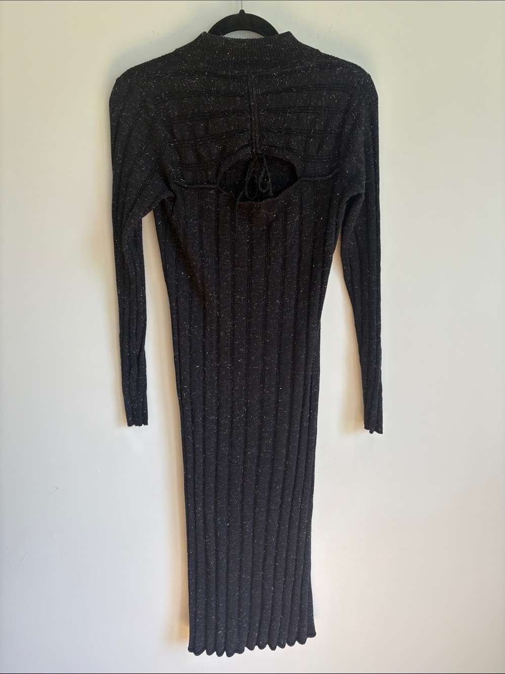 Joie Black Metallic Ribbed Long-Sleeve Dress - Picture 2 of 6